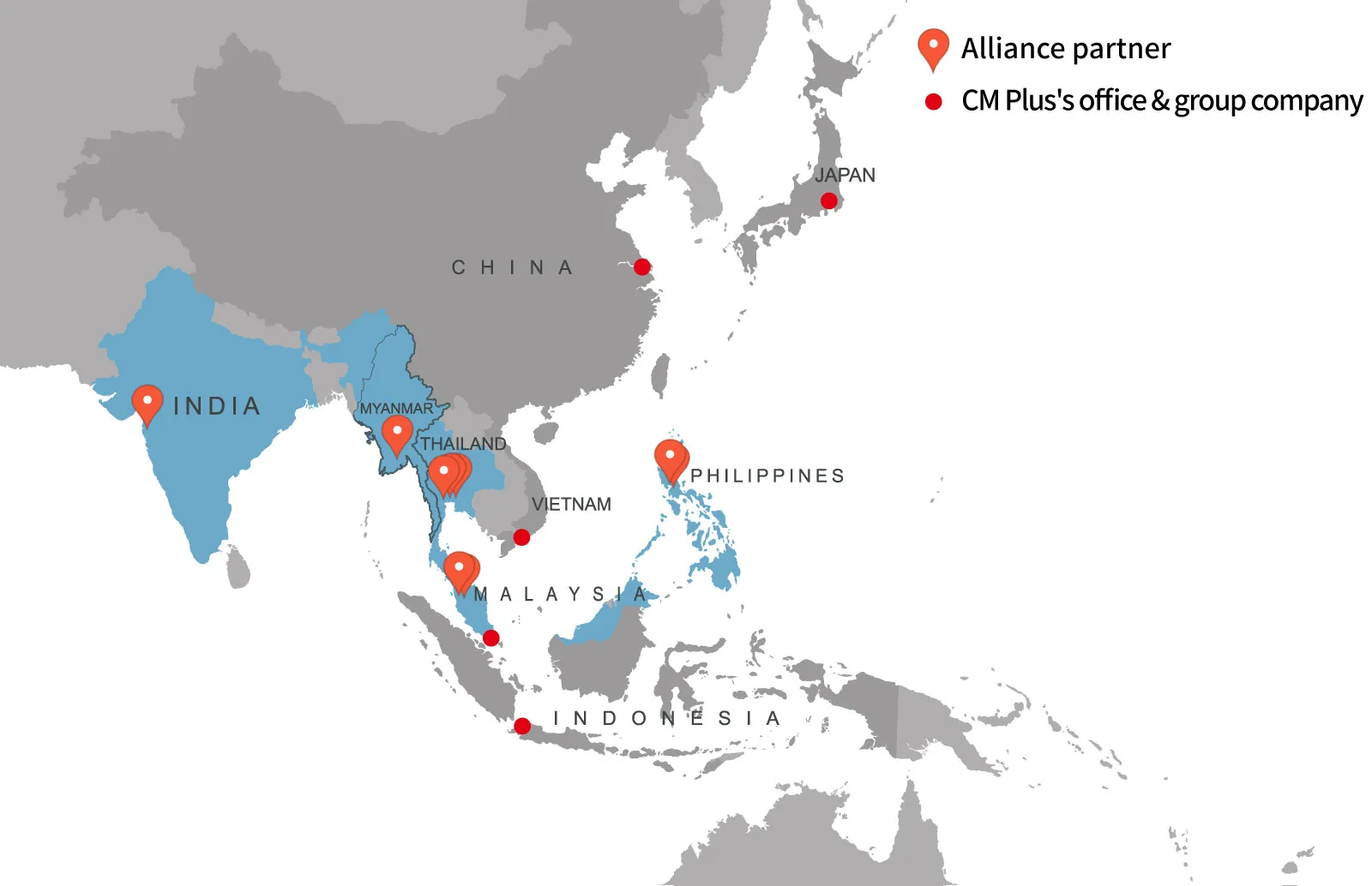 Map of Alliance partners in Southeast Asia